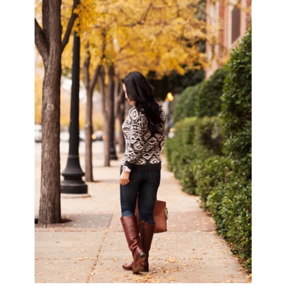 Frye Melissa Button Cognac Leather Knee High Boot